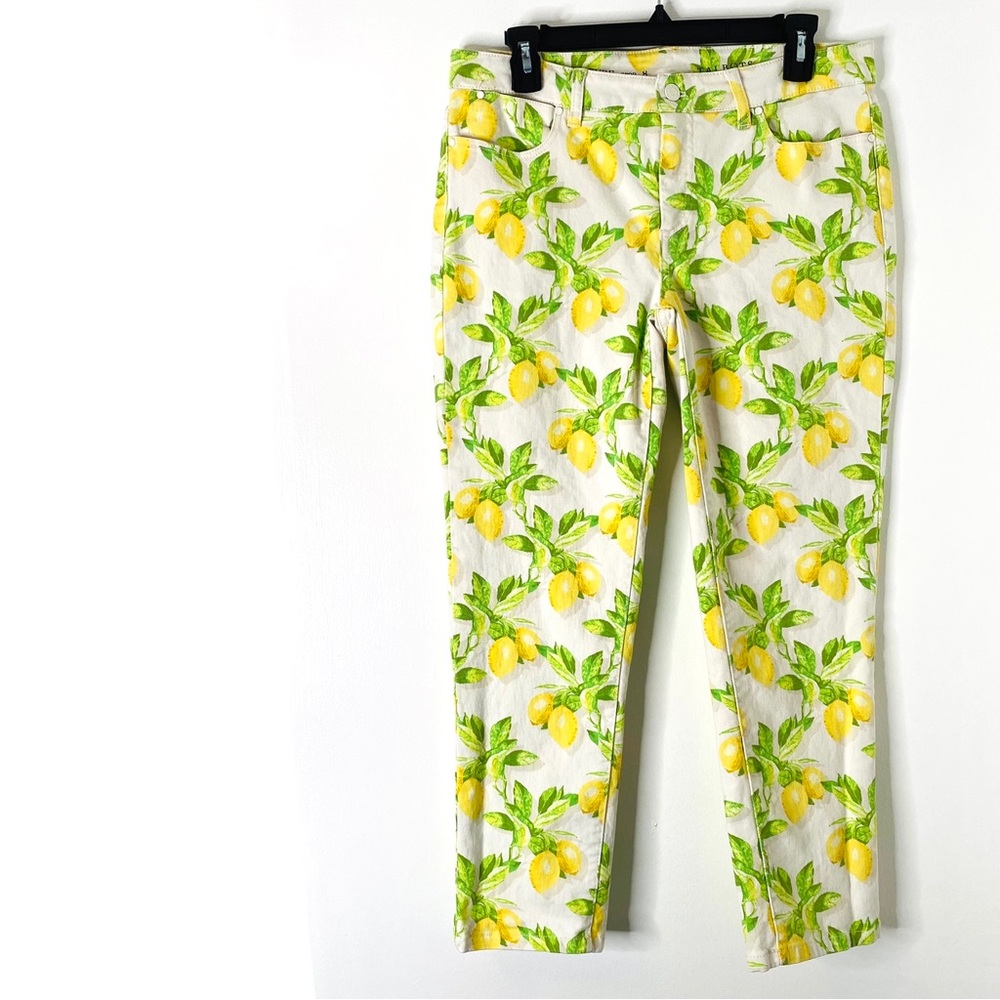 Talbots White Yellow Green Signature Crop Lemon Jeans